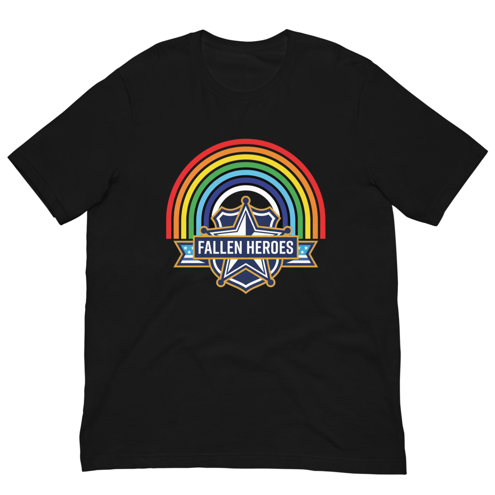 Fallen Heroes Rainbow Tribute Tee - Divine Sign Over Police Badge