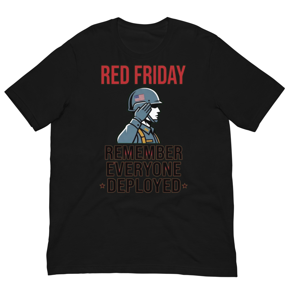 Red Friday Saluting Soldier Tee - Remember Everyone Deployed