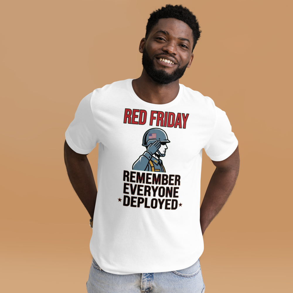 Red Friday Saluting Soldier Tee - Remember Everyone Deployed