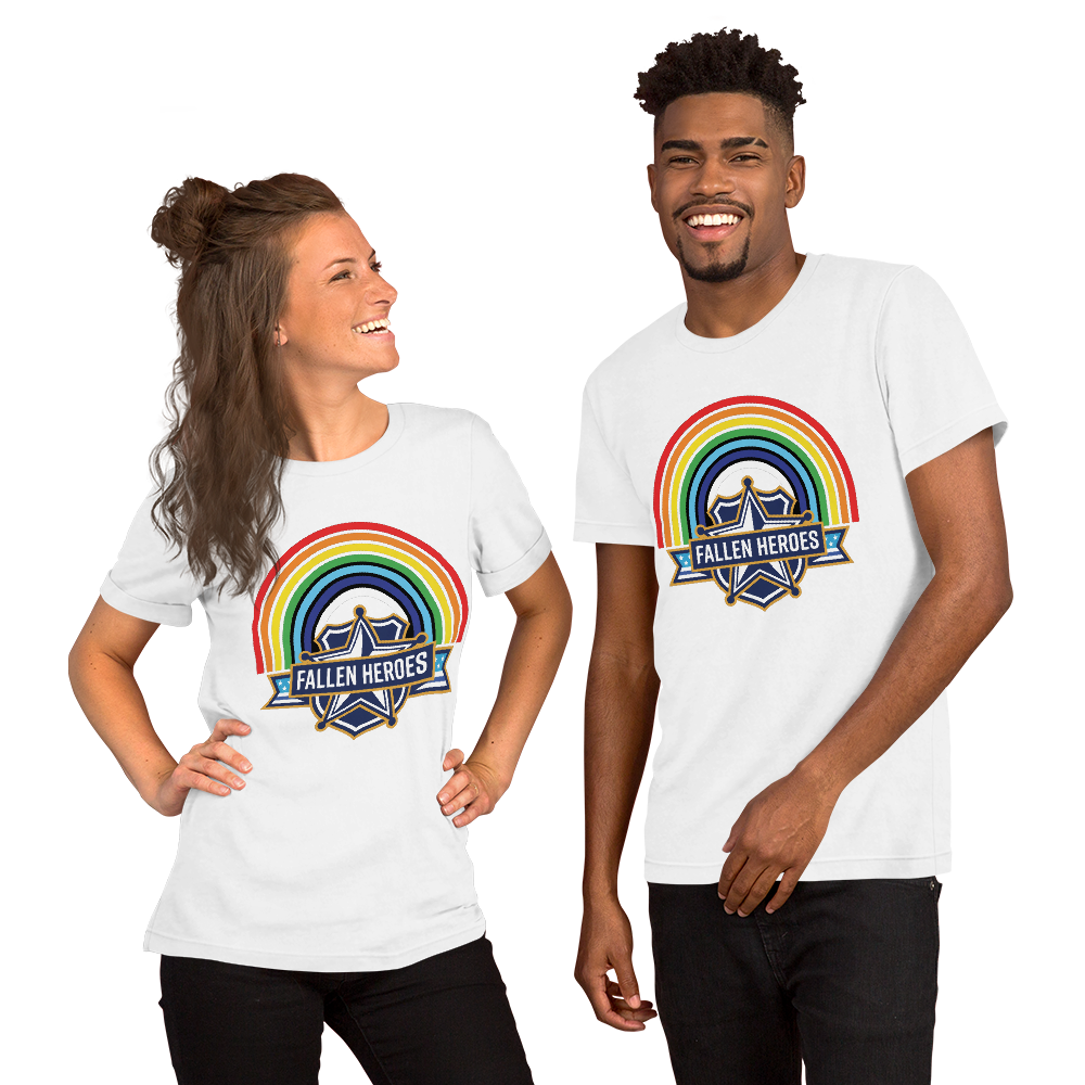 Fallen Heroes Rainbow Tribute Tee - Divine Sign Over Police Badge