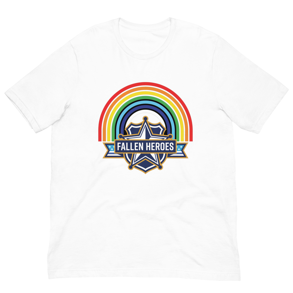 Fallen Heroes Rainbow Tribute Tee - Divine Sign Over Police Badge