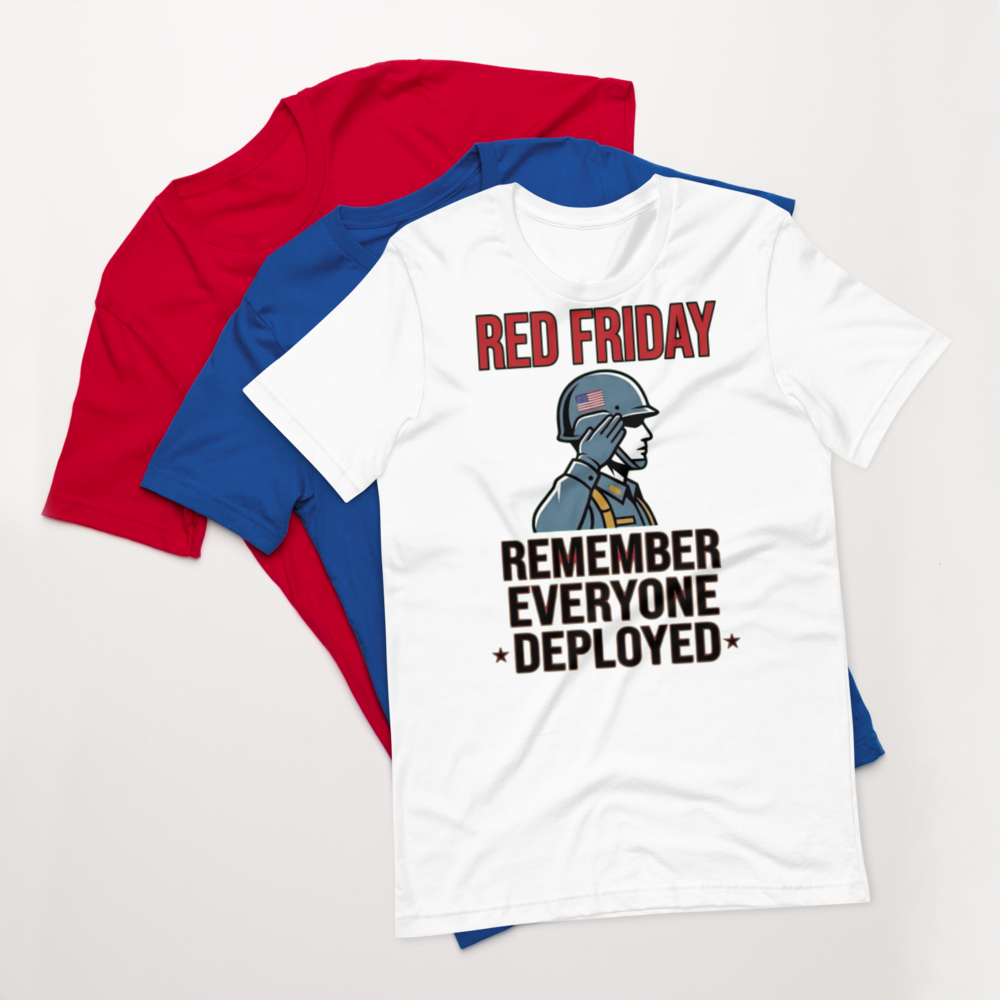 Red Friday Saluting Soldier Tee - Remember Everyone Deployed