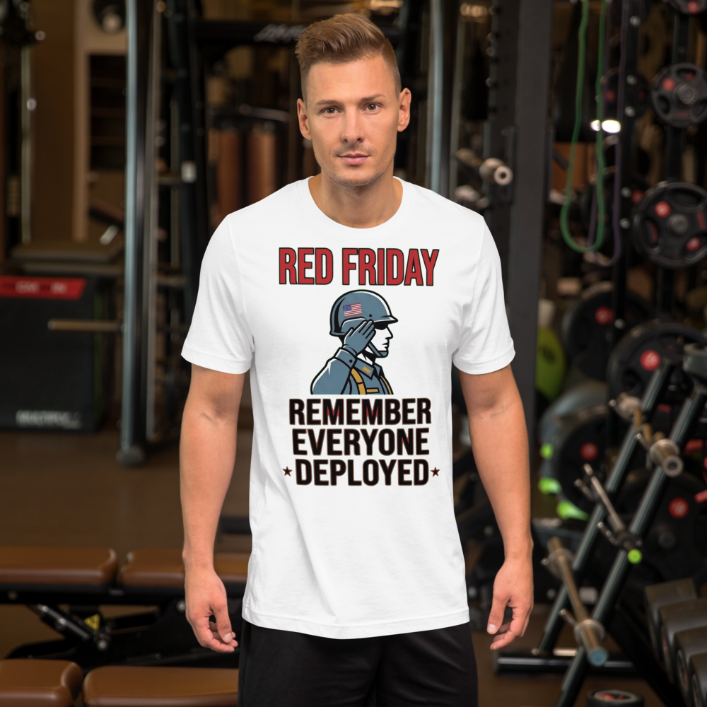 Red Friday Saluting Soldier Tee - Remember Everyone Deployed