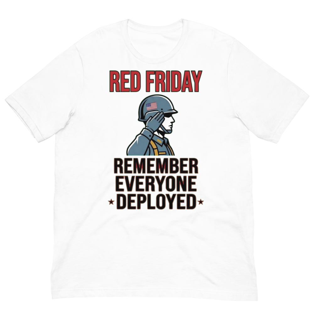 Red Friday Saluting Soldier Tee - Remember Everyone Deployed