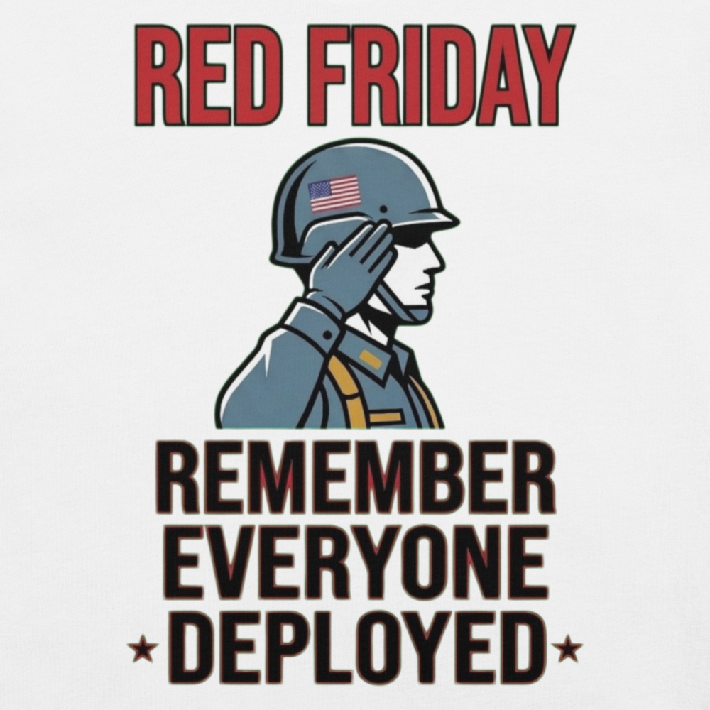 Red Friday Saluting Soldier Tee - Remember Everyone Deployed